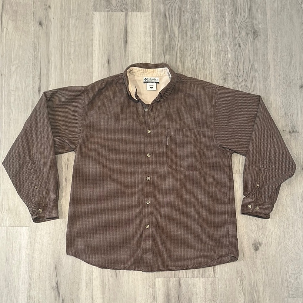 Columbia Men's brown button-down shirt